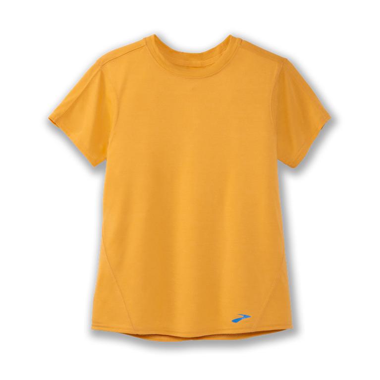 Brooks DISTANCE Short Sleeve Running Shirt Womens Online - Heather Saffron/Orange (WQZ793148)